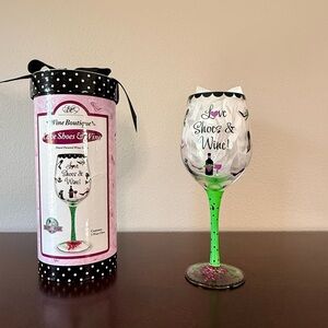 Lolita Love Shoes & Wine Glass with Green Stem